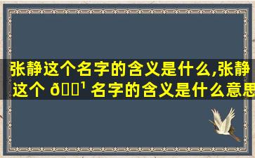 张静这个名字的含义是什么,张静这个 🌹 名字的含义是什么意思